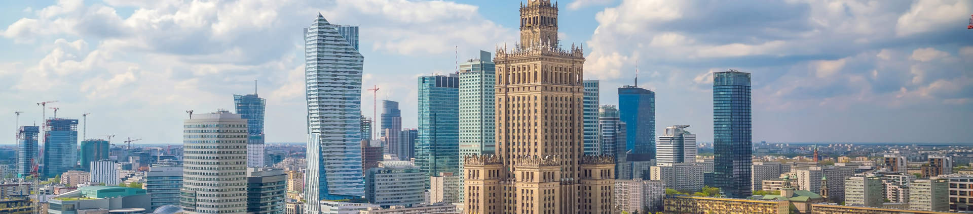 Aerial Photo Of Warsaw City Skyline In Poland