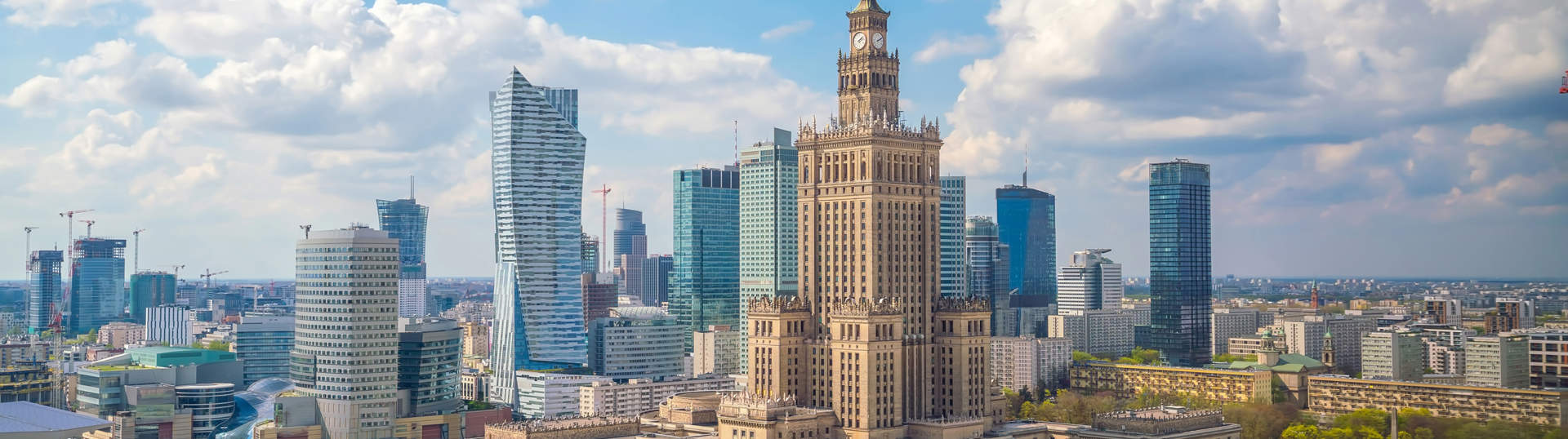 Aerial Photo Of Warsaw City Skyline In Poland