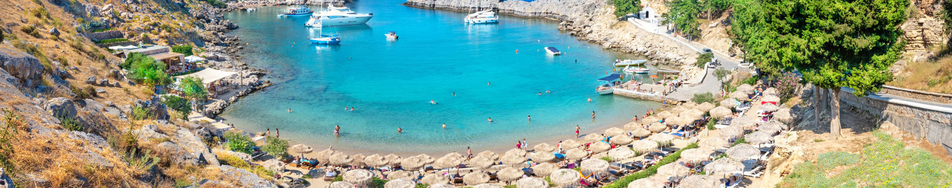 Panoramic View Of St Paul Bay Rhodes Greece