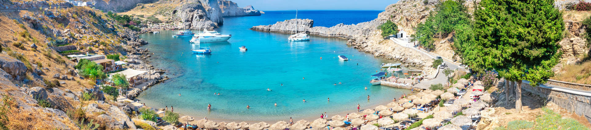 Panoramic View Of St Paul Bay Rhodes Greece