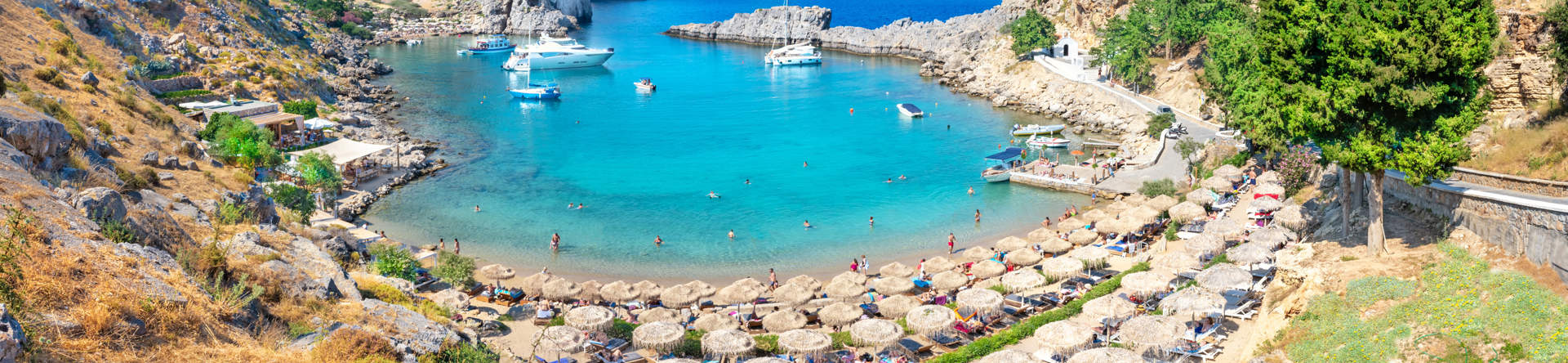 Panoramic View Of St Paul Bay Rhodes Greece