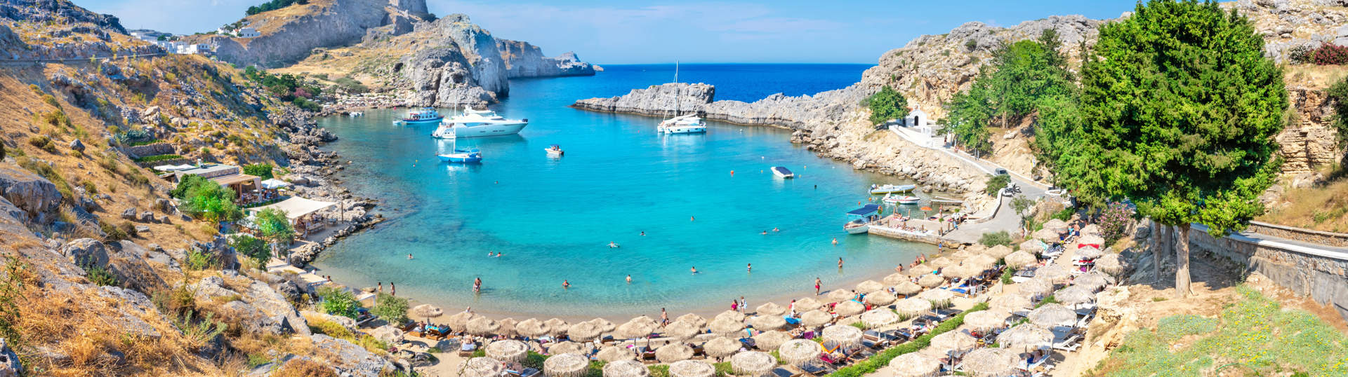 Panoramic View Of St Paul Bay Rhodes Greece
