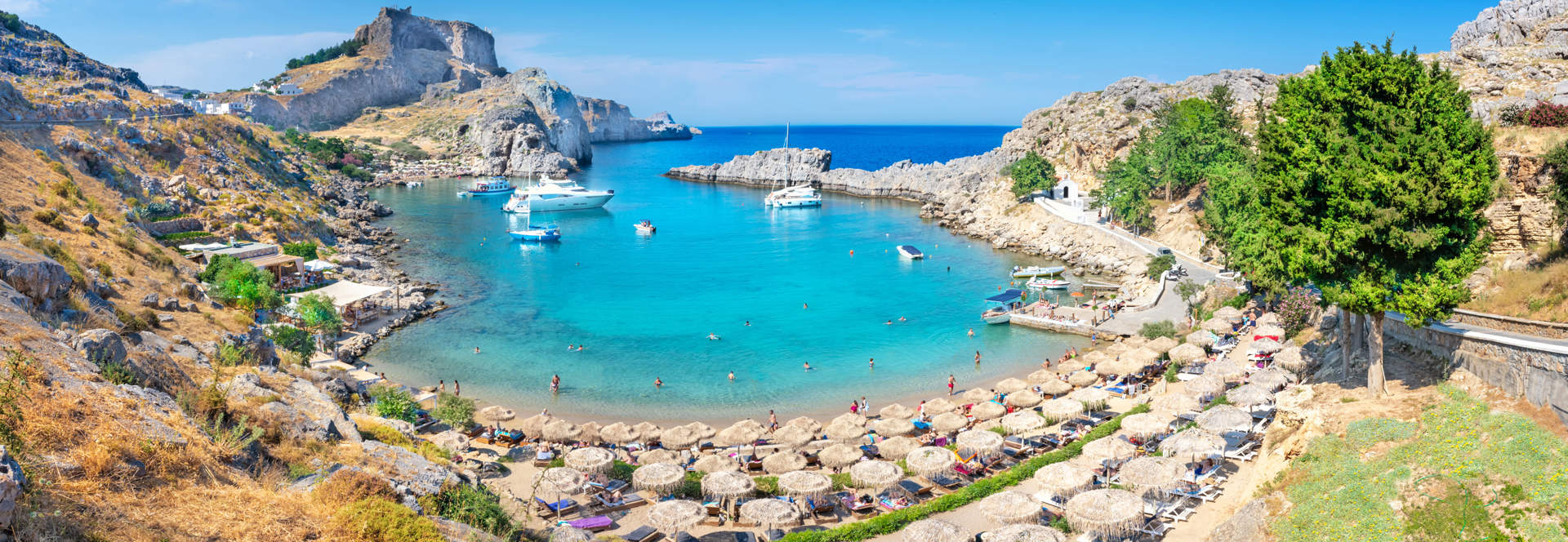 Panoramic View Of St Paul Bay Rhodes Greece