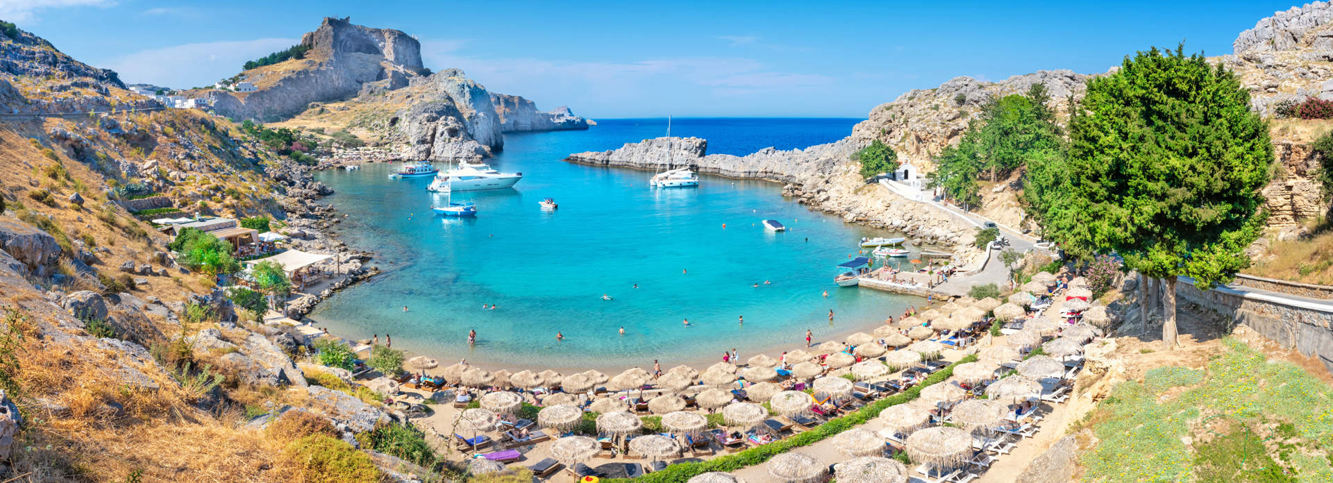Panoramic View Of St Paul Bay Rhodes Greece