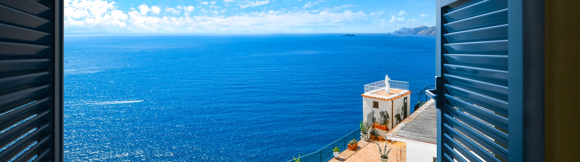 The Mediterranean Sea From A Room Along The Amalfi Coast Near Sorrento, Italy