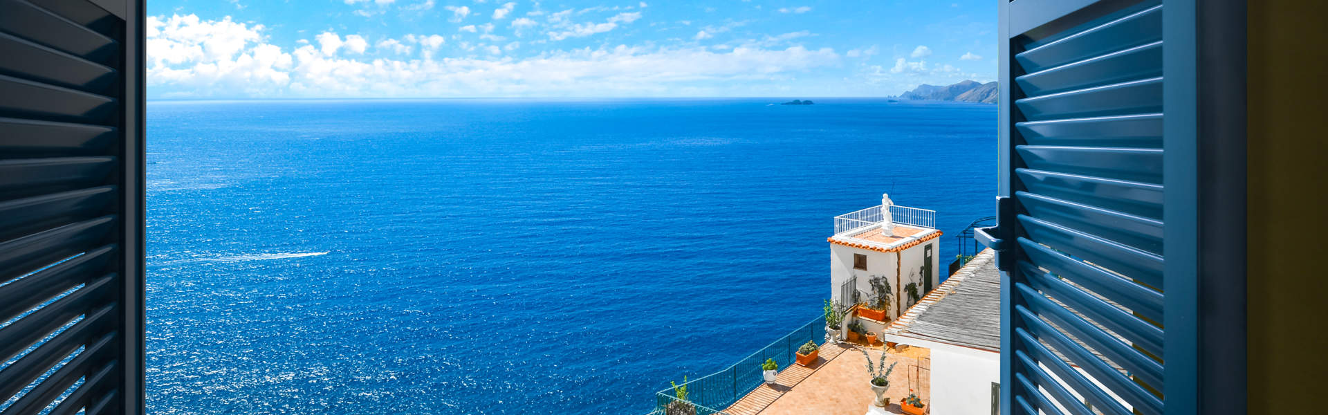 The Mediterranean Sea From A Room Along The Amalfi Coast Near Sorrento, Italy