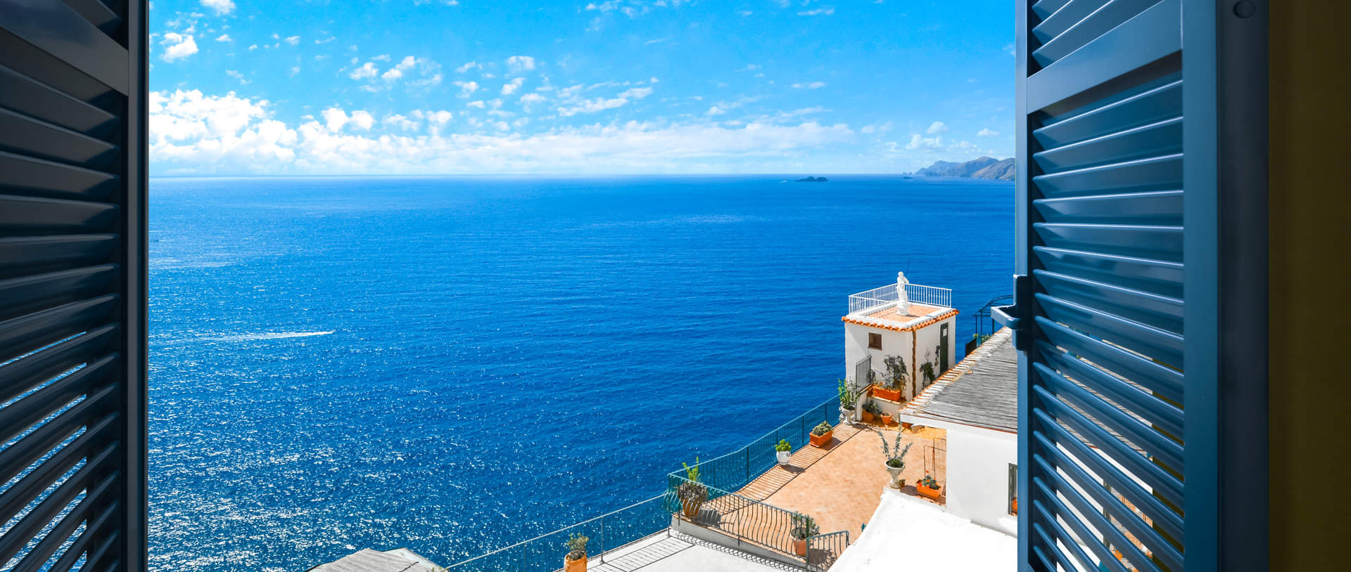 The Mediterranean Sea From A Room Along The Amalfi Coast Near Sorrento, Italy