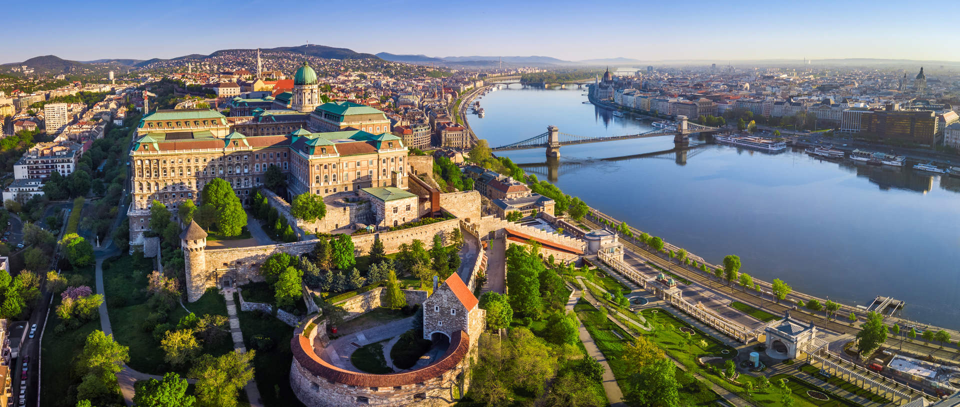 RCD Gettyimages 1071305472 Budapest Hungary Aerial Panoramic Skyline View Of Budapest With Szechenyi Chain Bridge St.Stephen S Basilica Hungarian Parliament (1)