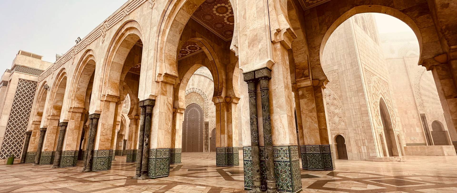 Casablanca, Morocco Beautiful Arches On The Outside Of The Hassan II Mosque.