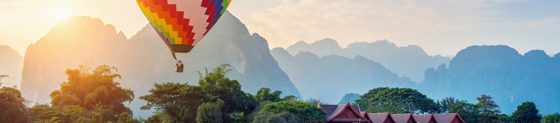 Hot Air Balloons Over Nam Song River Laos