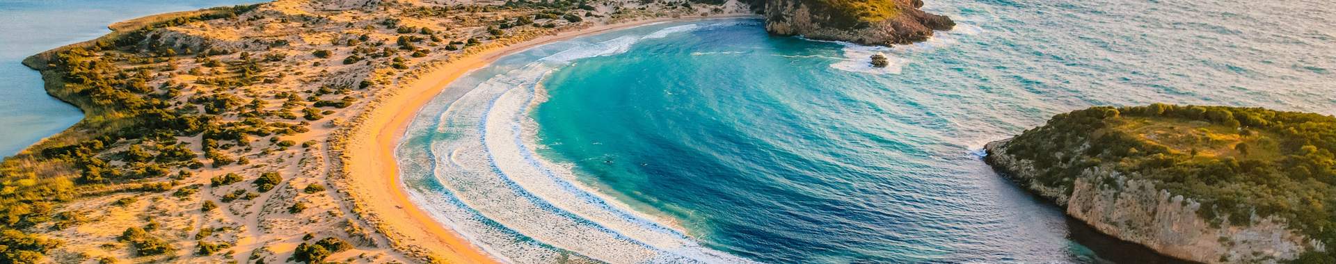 Voidokilia Beach, Ionian Sea, Pylos Town , Greece.
