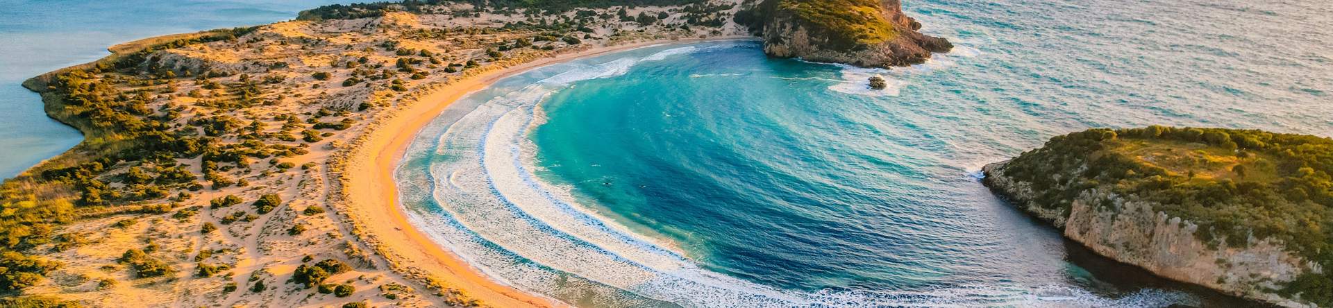 Voidokilia Beach, Ionian Sea, Pylos Town , Greece.