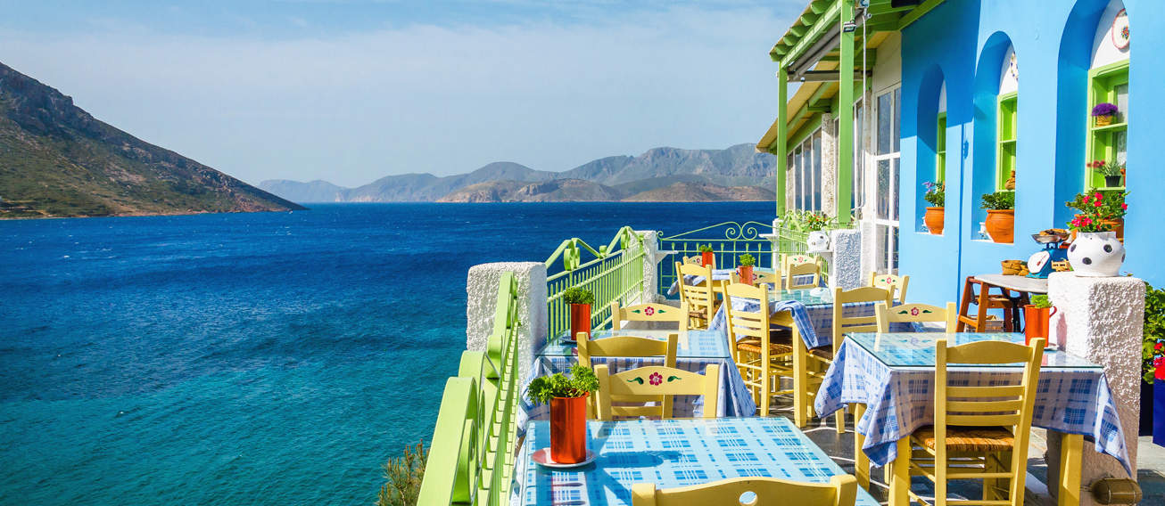 Traditional Greek Restaurant Overlooking The Sea