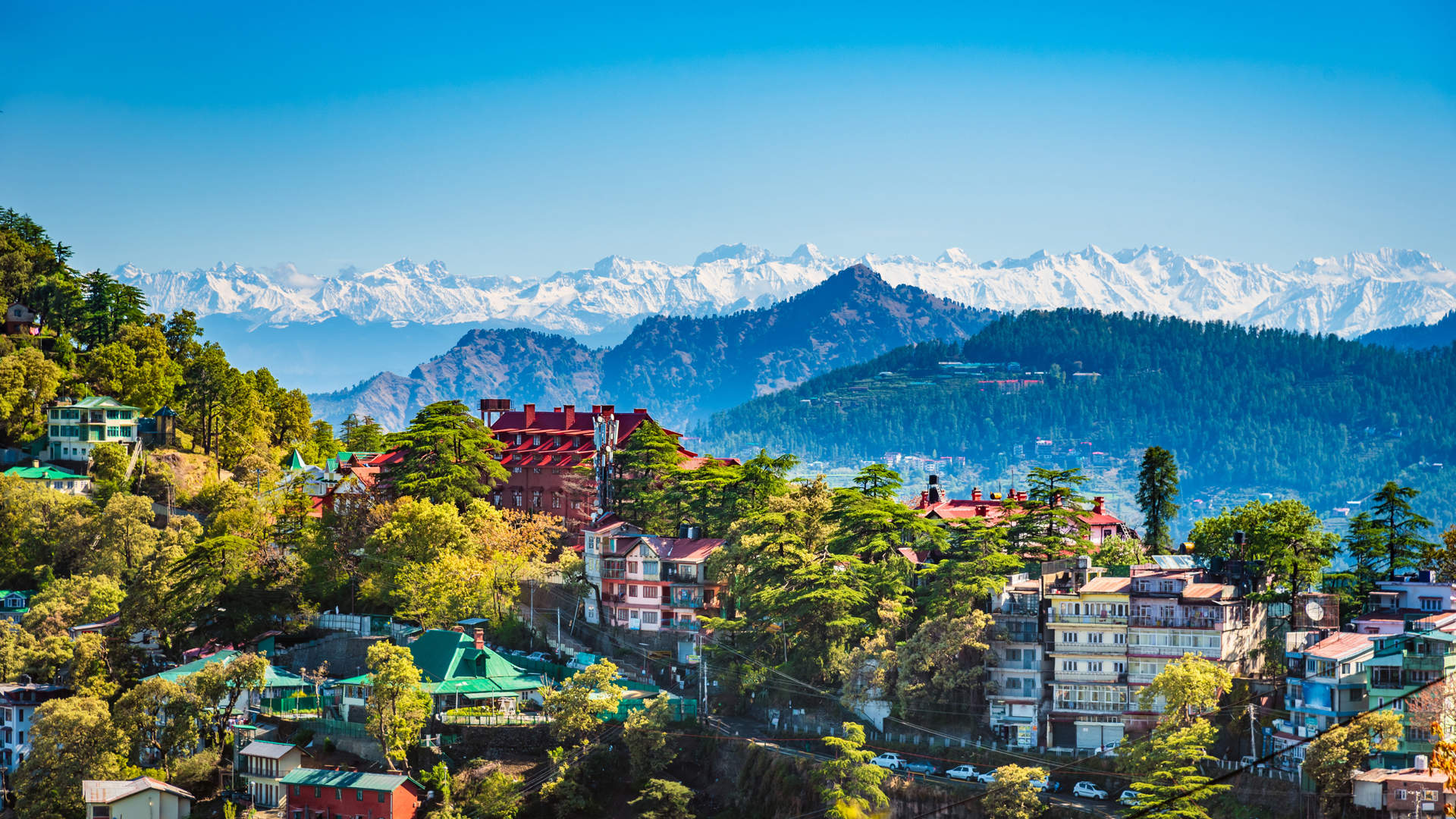 Beautiful Panoramic Cityscape Of Shimla, The State Capital Of Himachal Pradesh Located Amidst Himalayas Of India.