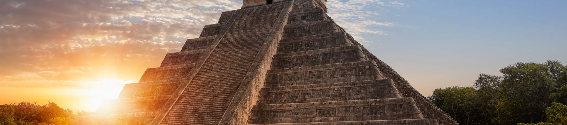 The Pyramid Of Kukulcan, Chichen Itza, Sunset Yucatan, Mexico