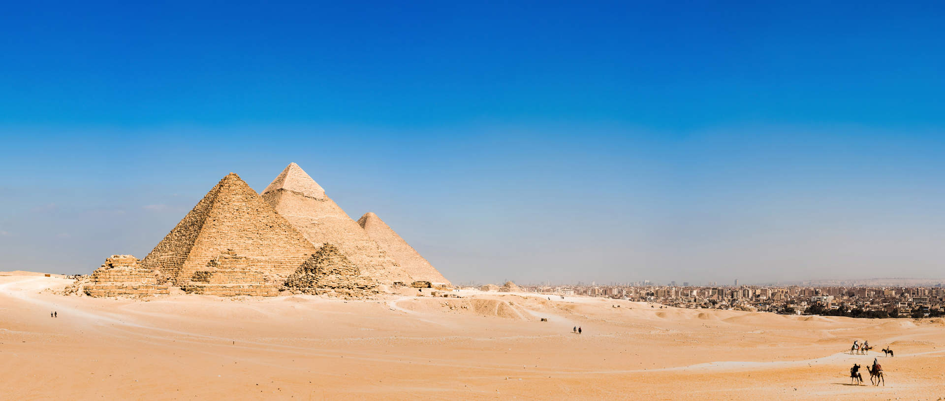 Panorama Of The Area With The Great Pyramids Of Giza, Egypt