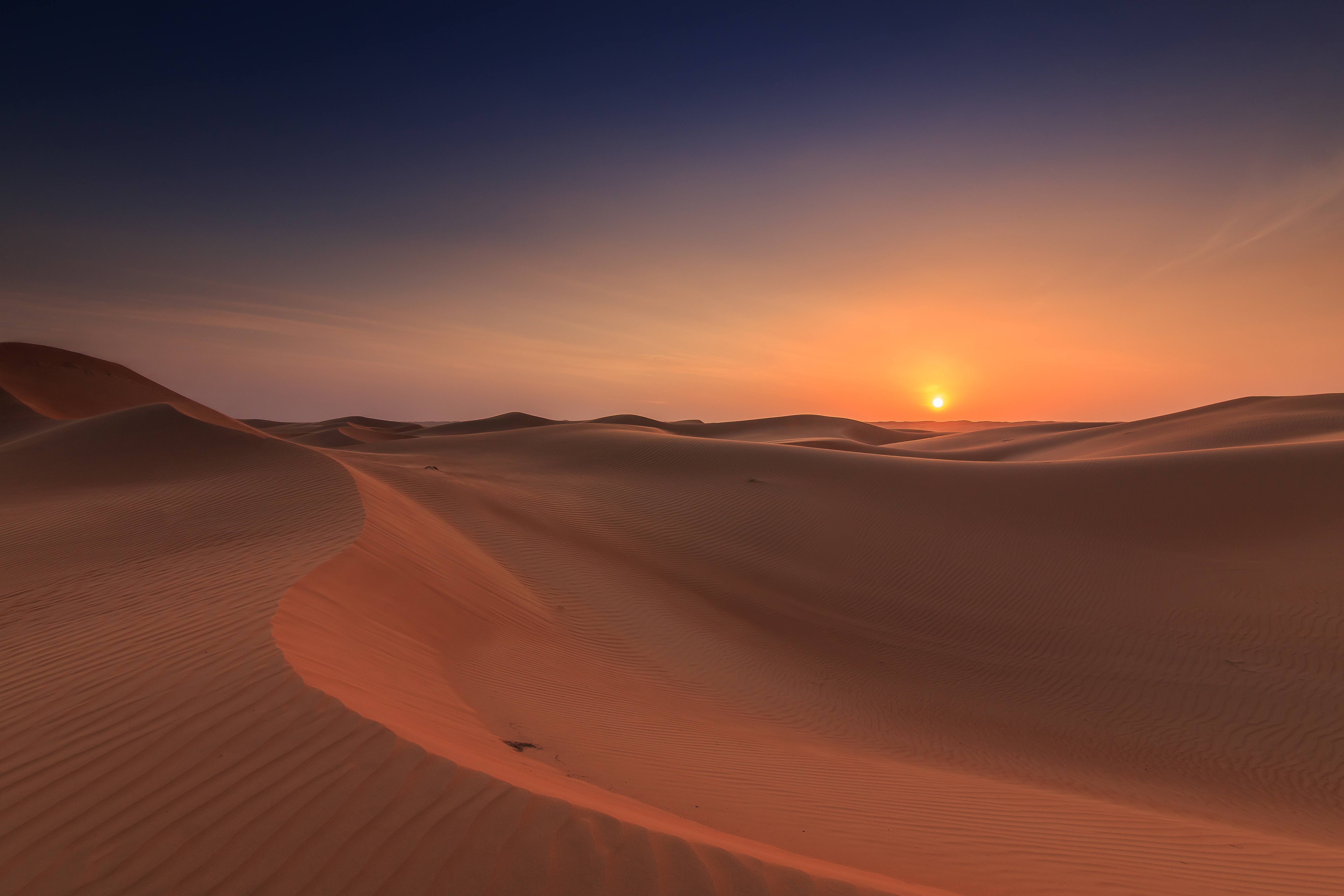 Sunset In The Wahiba Sands Desert Of The Sultanate Of Oman