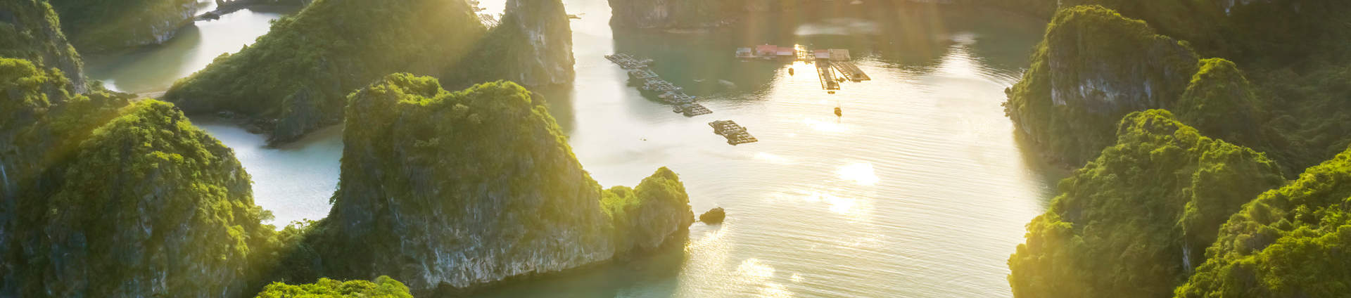 Aerial View Vung Vieng Floating Fishing Village And Rock Island, Halong Bay, Vietnam