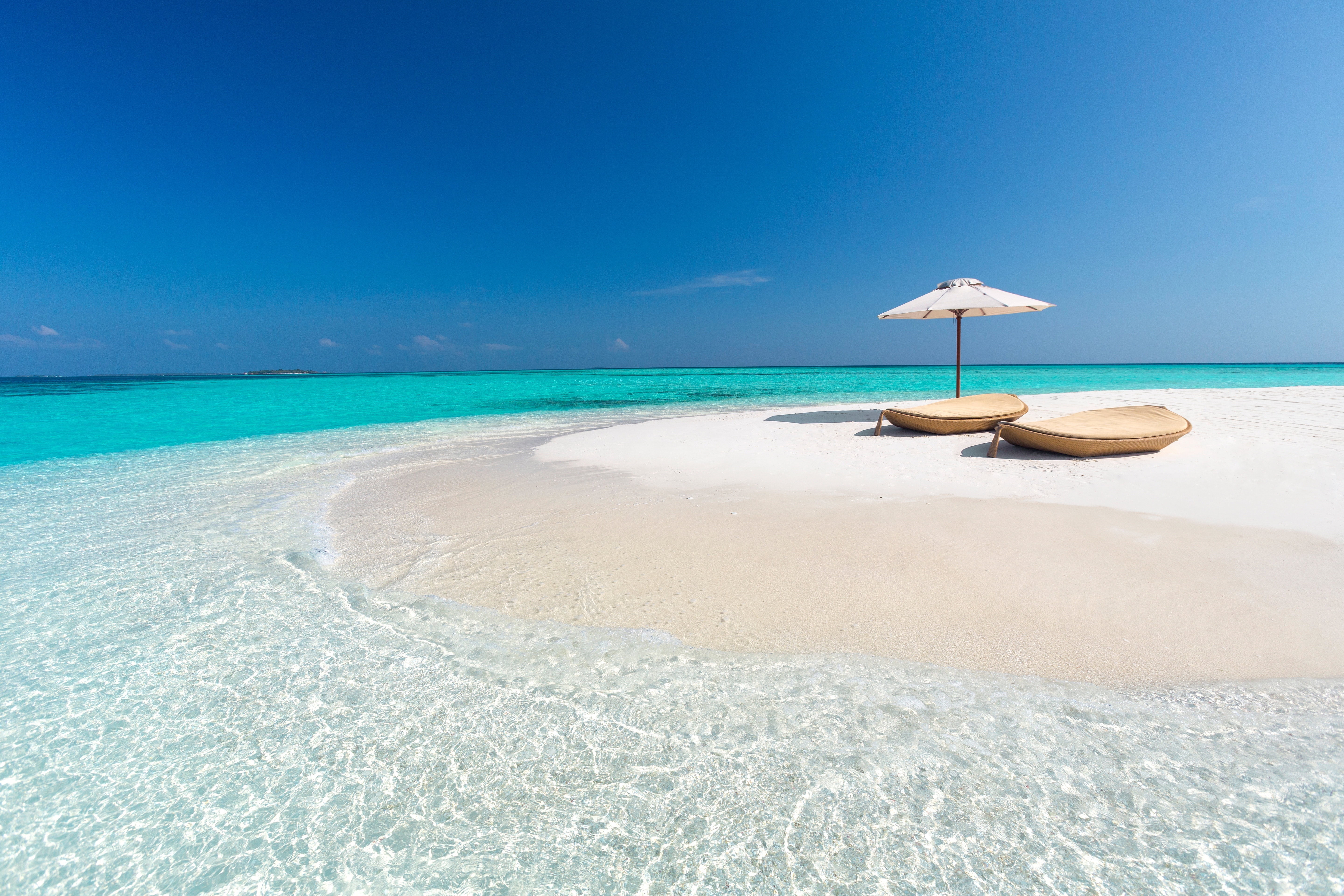 Two Sun Loungers Maldives Beach