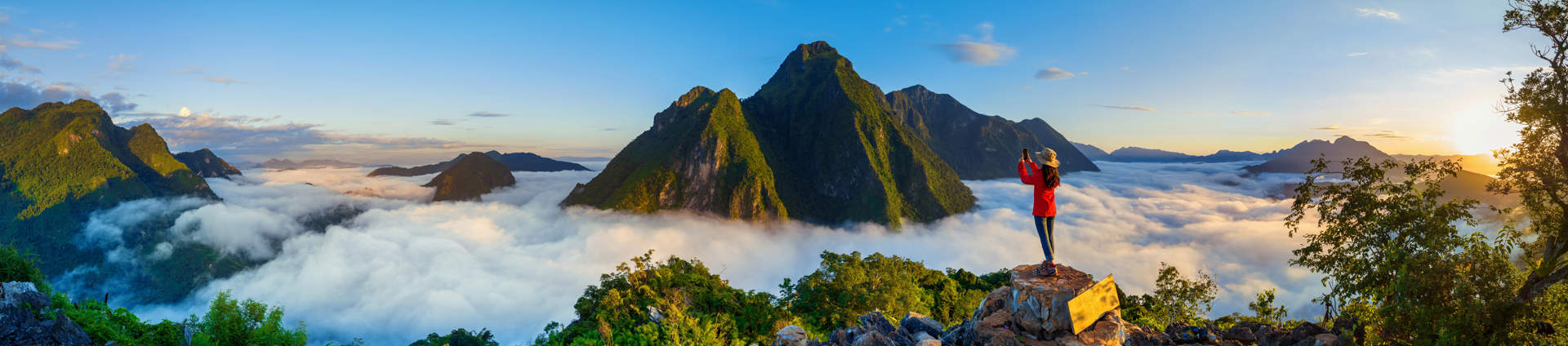 Panorama Of Tourist At Pha Dang Viewpoint Laos