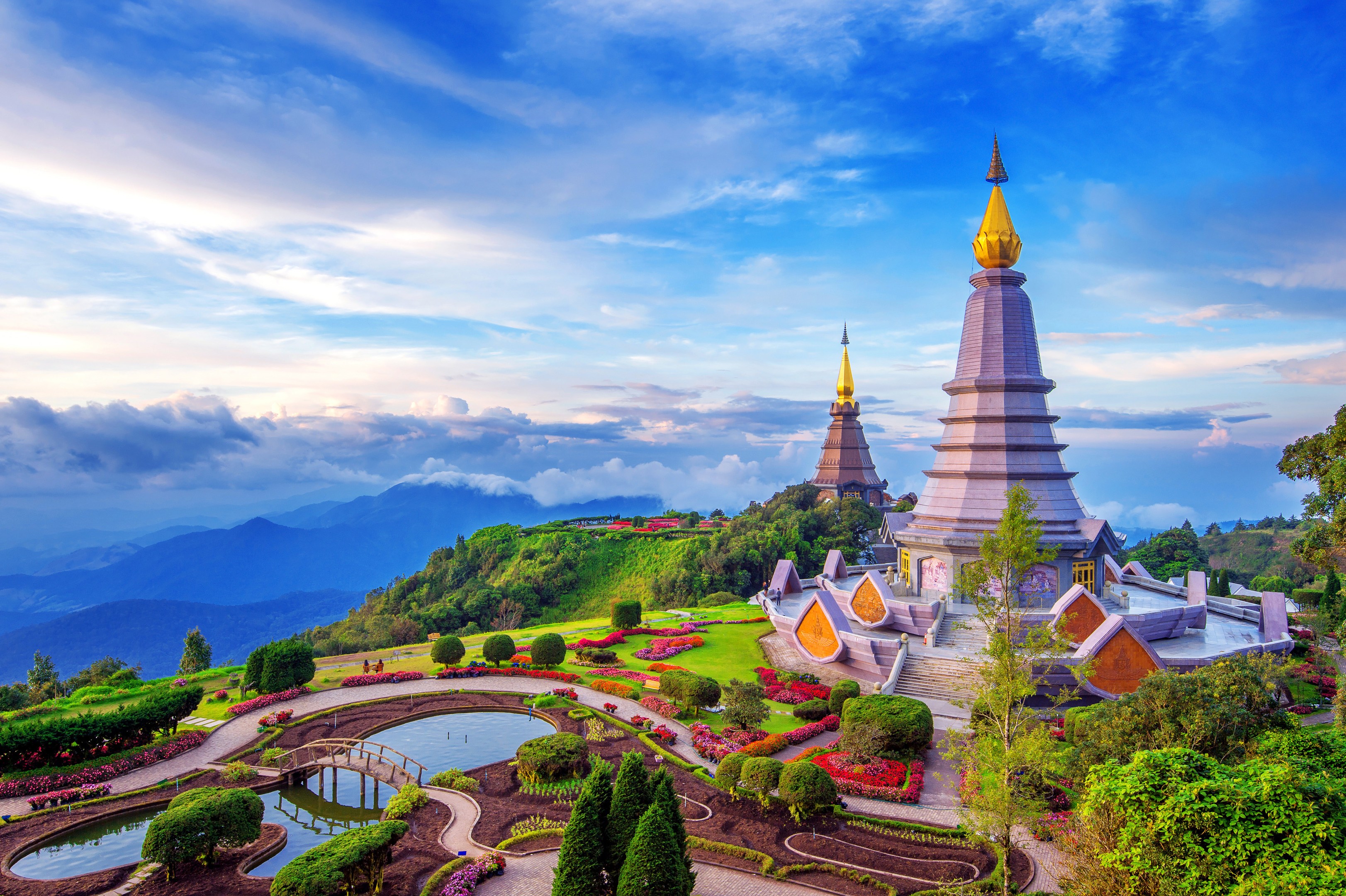Pagoda In Chiang Mai Thailand Flipped