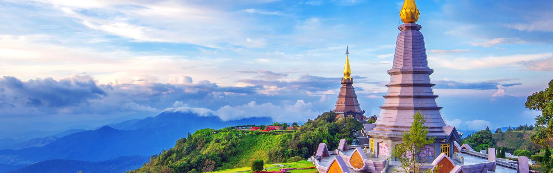 Pagoda In Chiang Mai Thailand Flipped