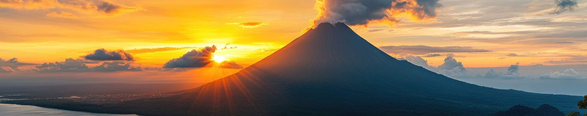Arenal Volcano Rising Above Rainforest, With A Lake Costa Rica