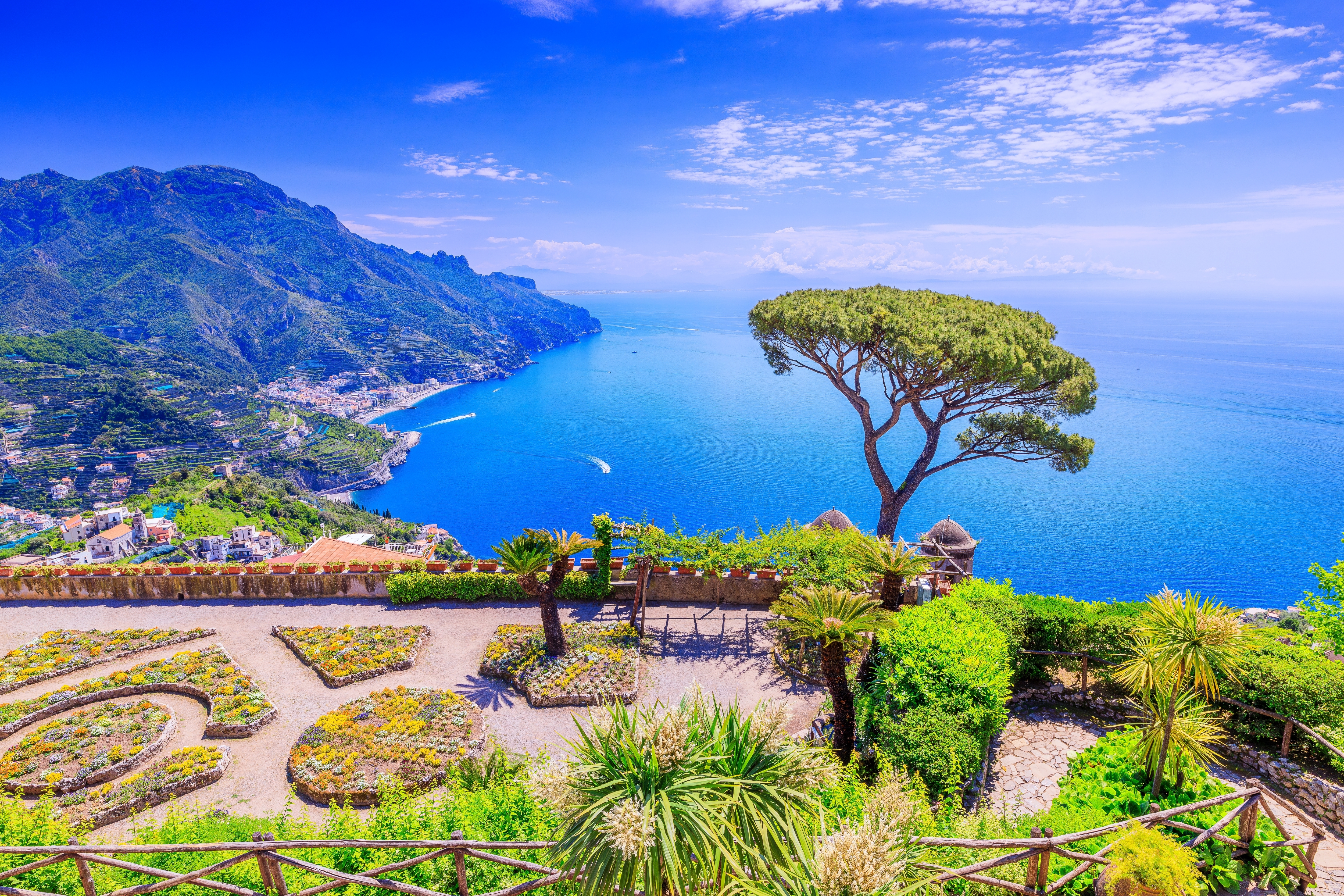 Amalfi Coast In Italy, Mountains And Sea