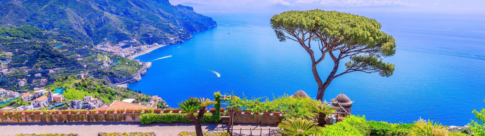 Amalfi Coast In Italy, Mountains And Sea