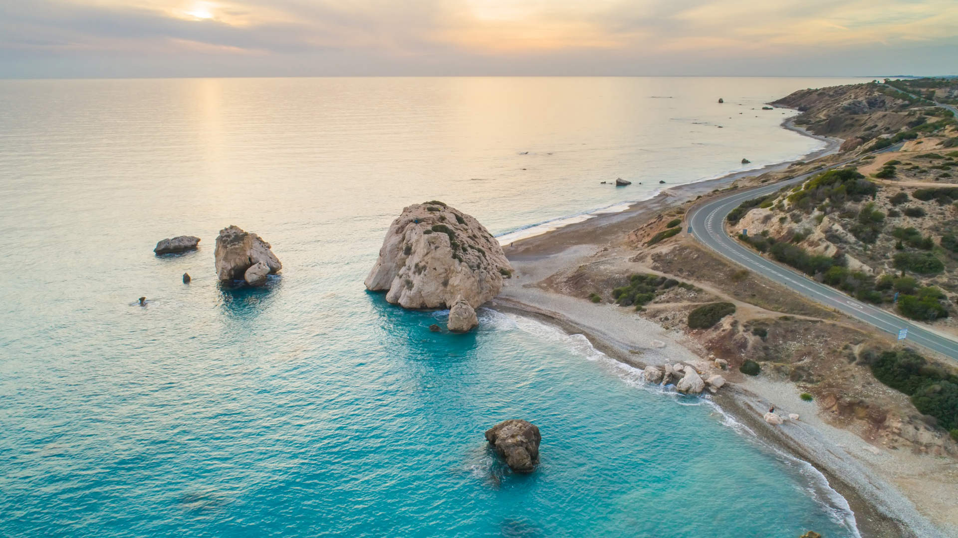 Aerial View Of Aphrodites Rock Cyprus