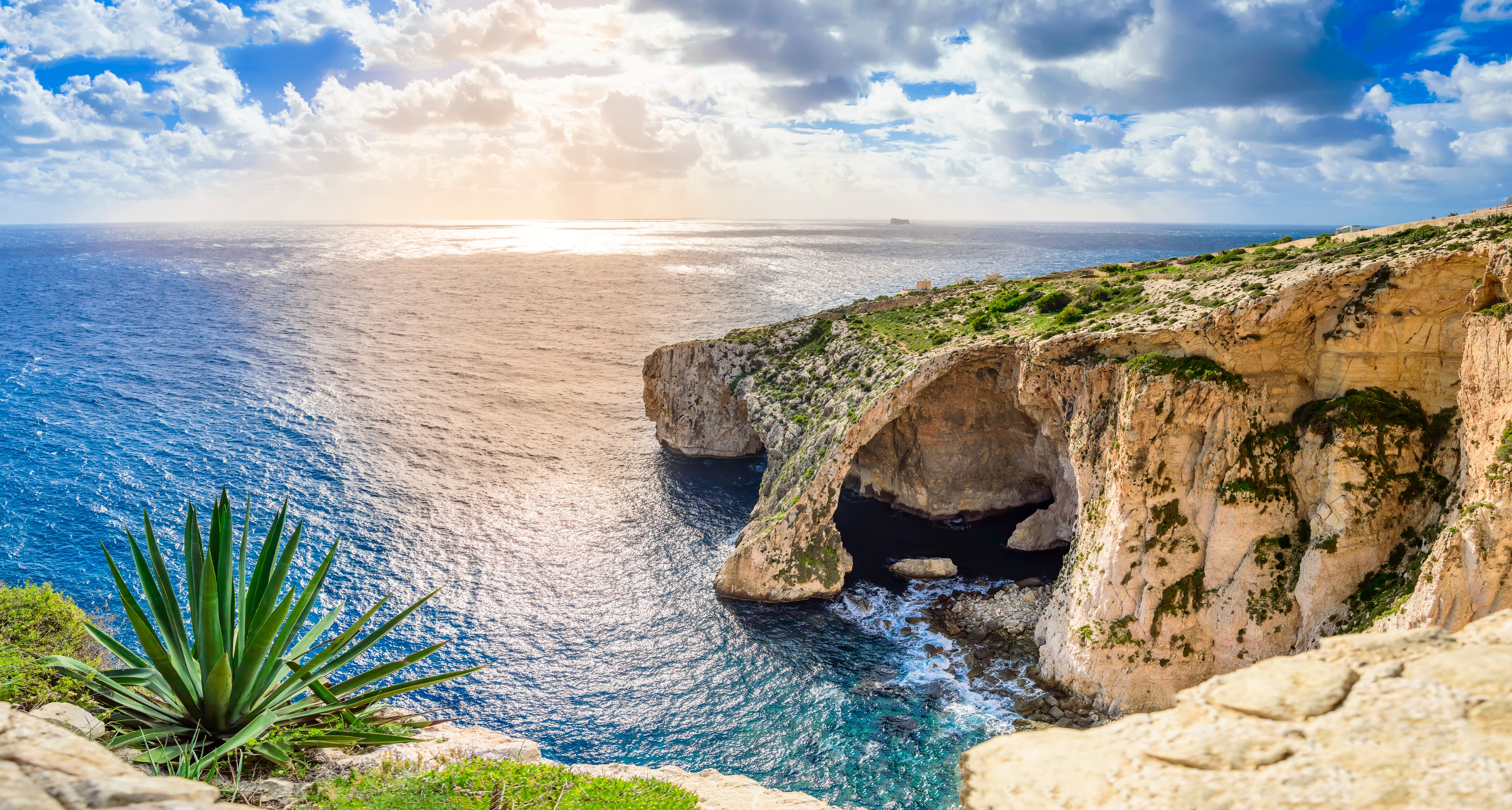 Blue Grotto, Malta. Natural Stone Arch And Sea Caves