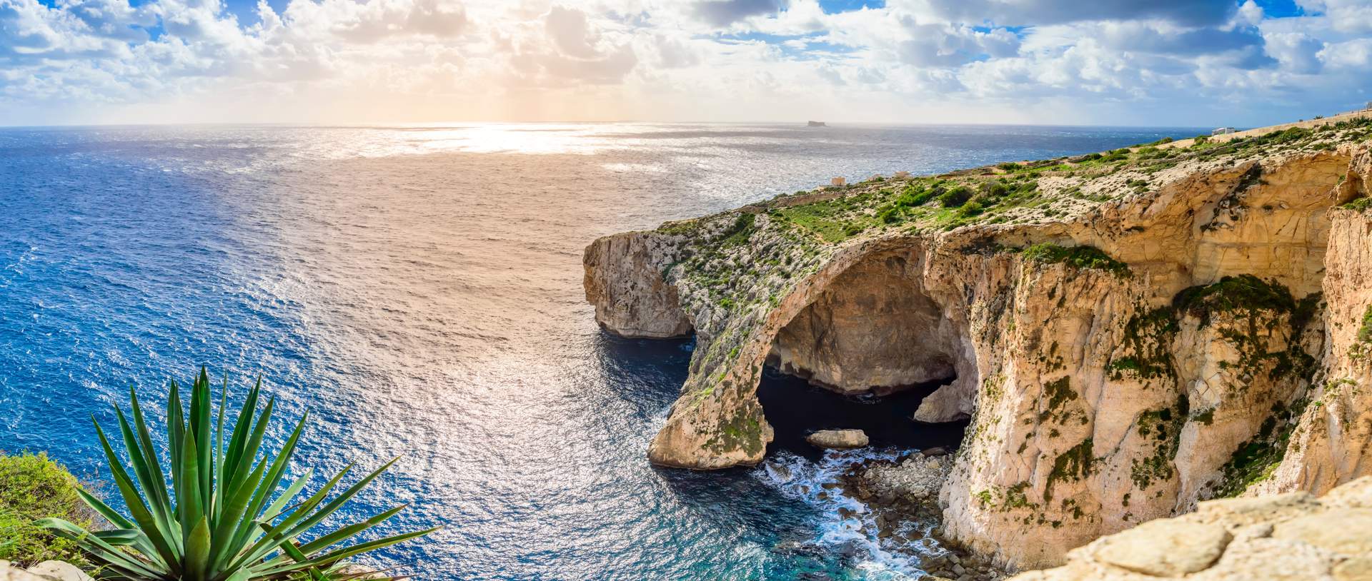 Blue Grotto, Malta. Natural Stone Arch And Sea Caves