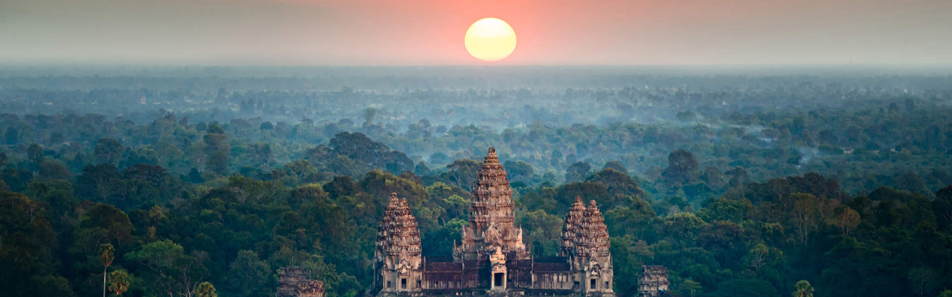 Aerial View Angkor Wat Sunrise Siem Reap Cambodia (1)