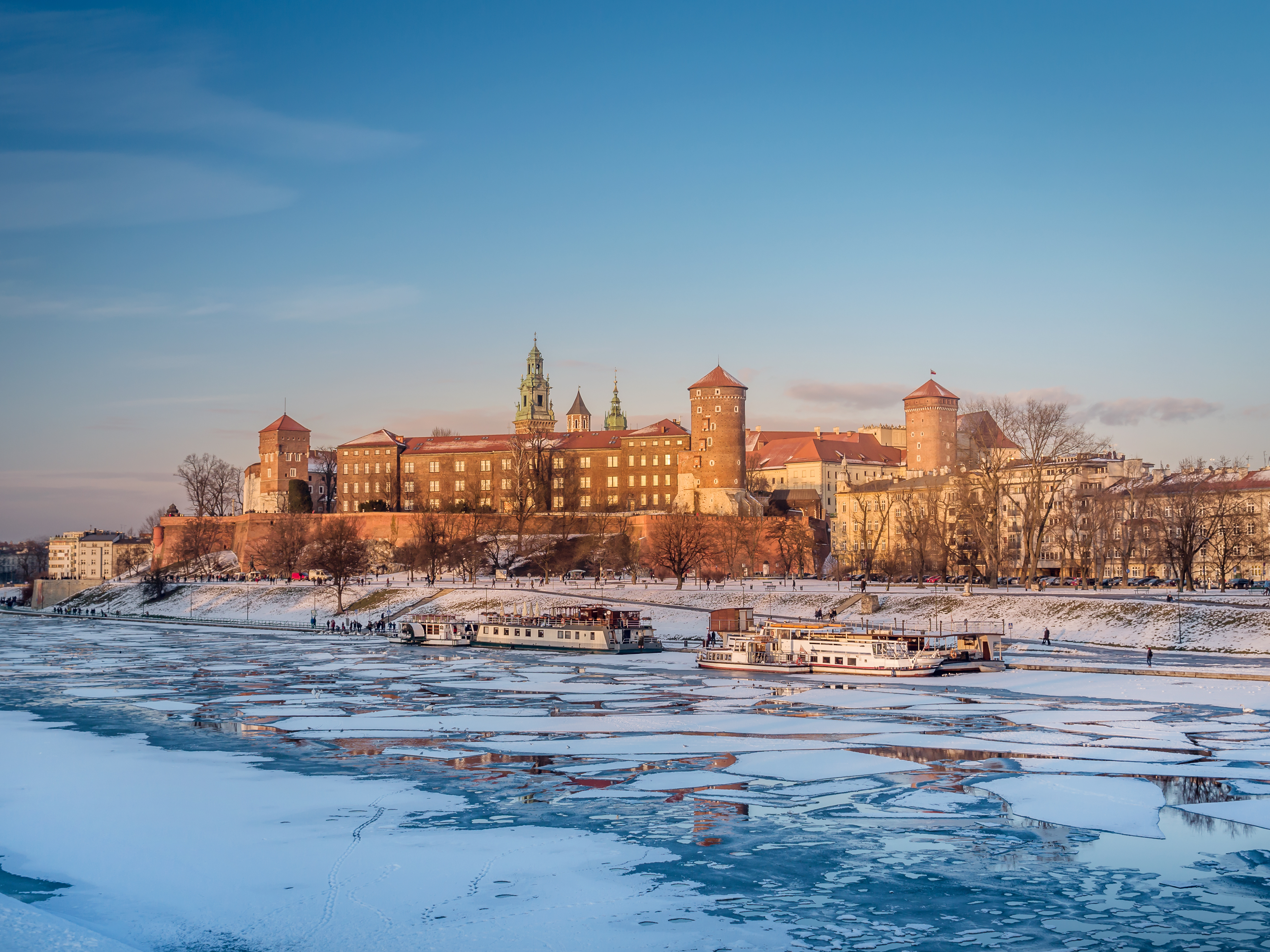 Royal Wawel Castle In Winter Time Krakow Poland