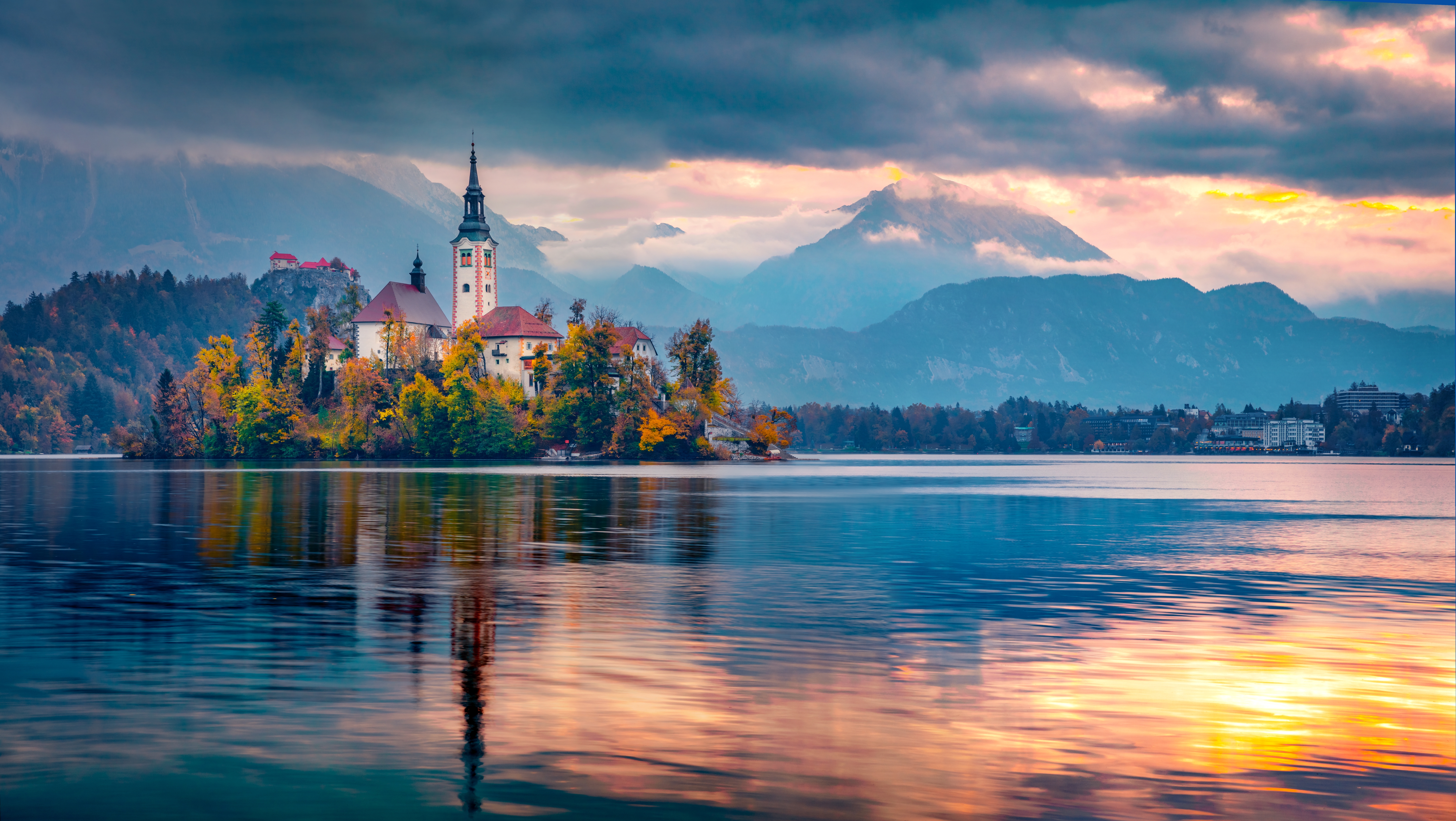 Exciting Autumn Scene Of Bled Lake, Julian Alps, Slovenia, Europe