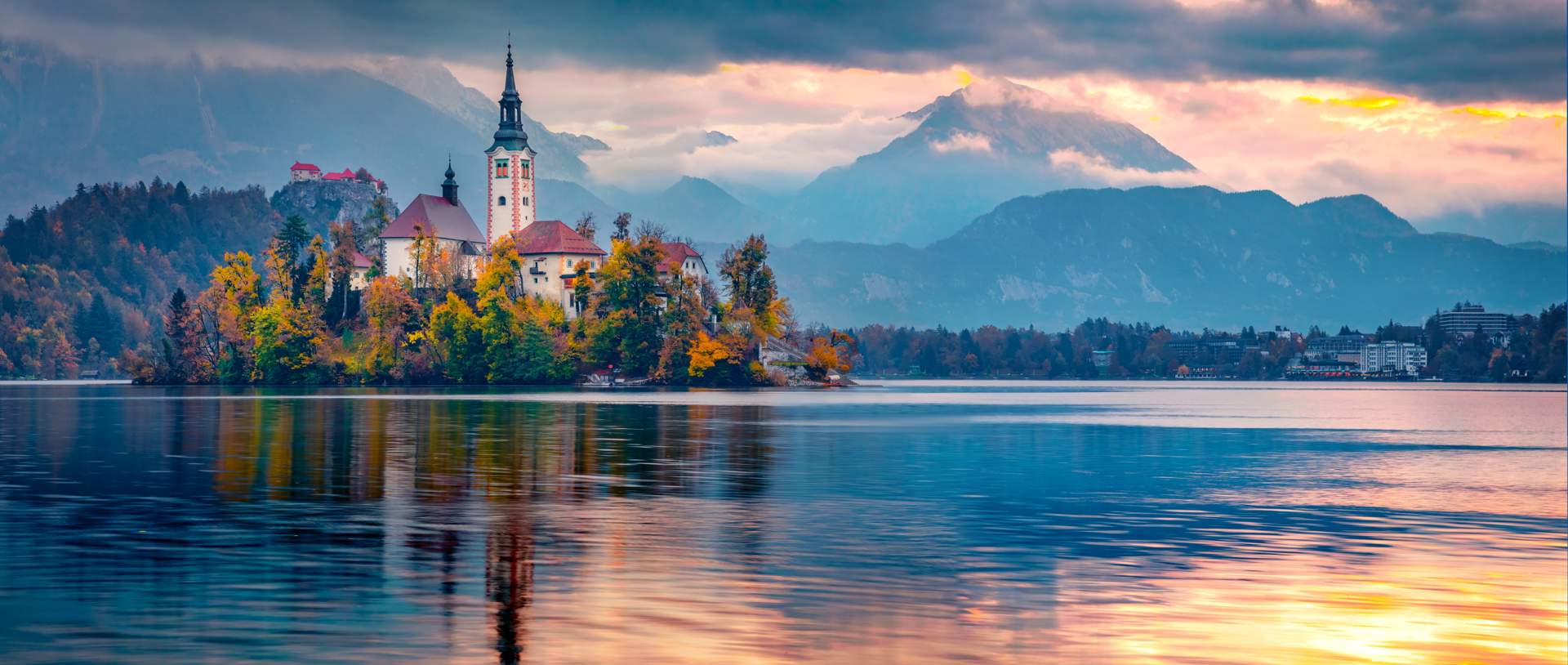 Exciting Autumn Scene Of Bled Lake, Julian Alps, Slovenia, Europe