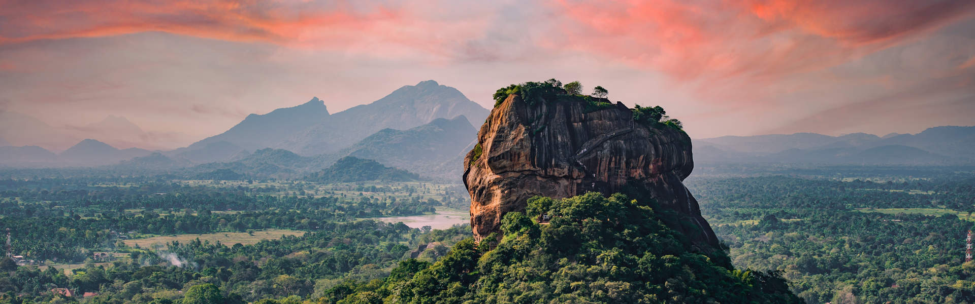 Spectacular View Of The Lion Rock Surrounded By Green Rich Vegetation, Sri Lanka