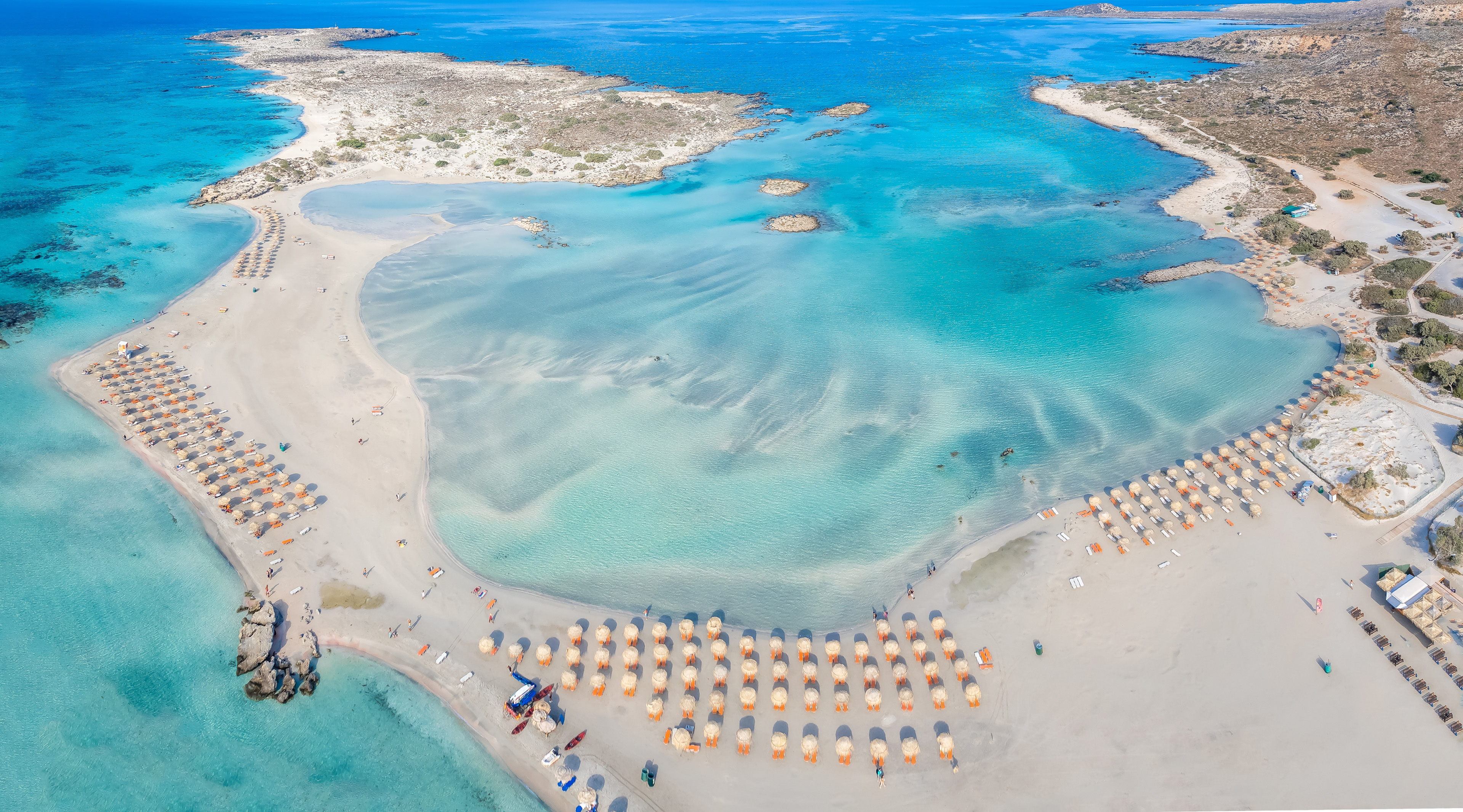 Aerial View Of Elafonissi Beach Crete Greece