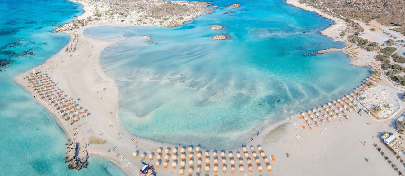 Aerial View Of Elafonissi Beach Crete Greece