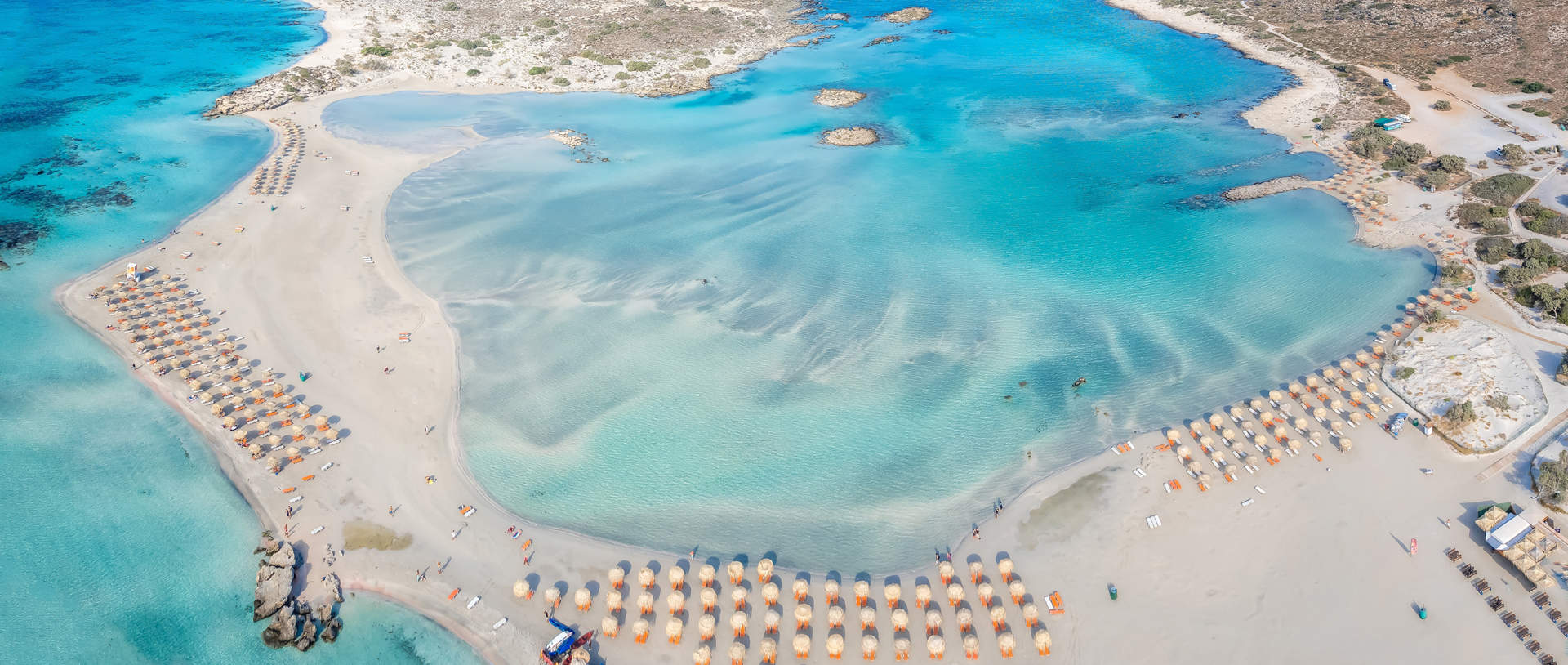 Aerial View Of Elafonissi Beach Crete Greece