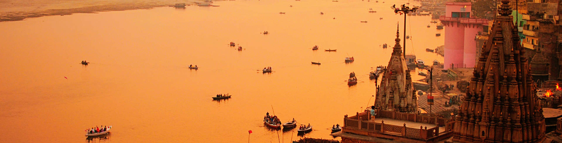A View Of India’S Cultural Capital Varanasi, During The Dusk Hours.