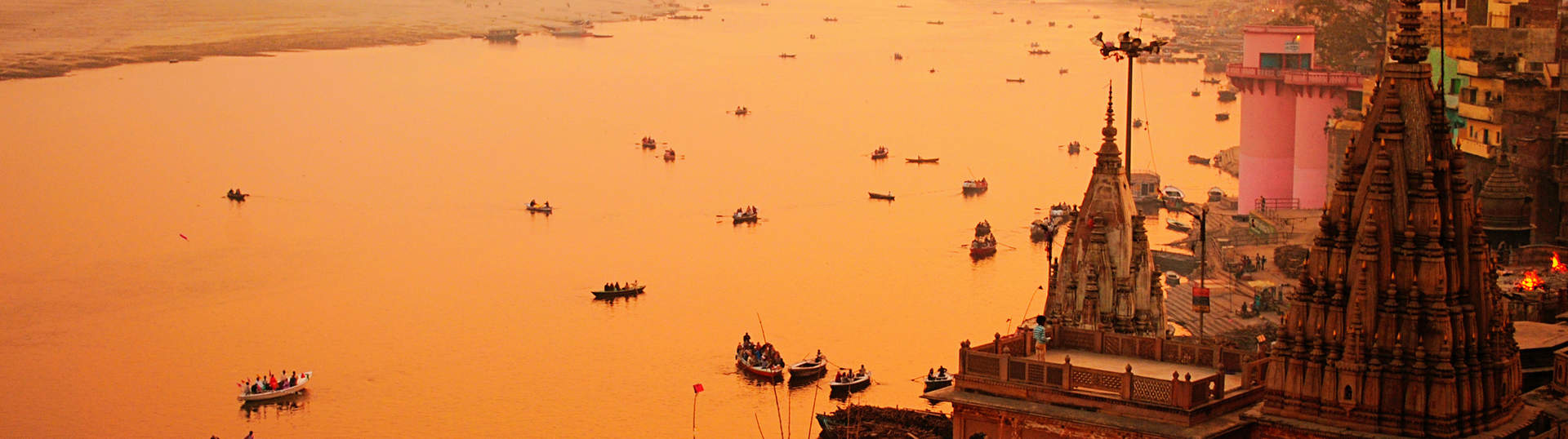 A View Of India’S Cultural Capital Varanasi, During The Dusk Hours.