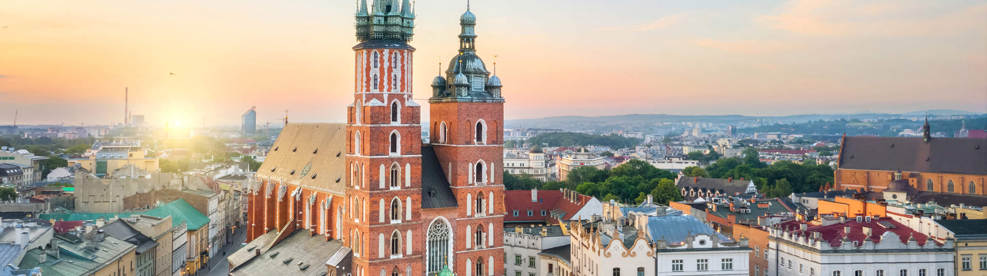Krakow Poland Aerial View Of St Mary's Basilica