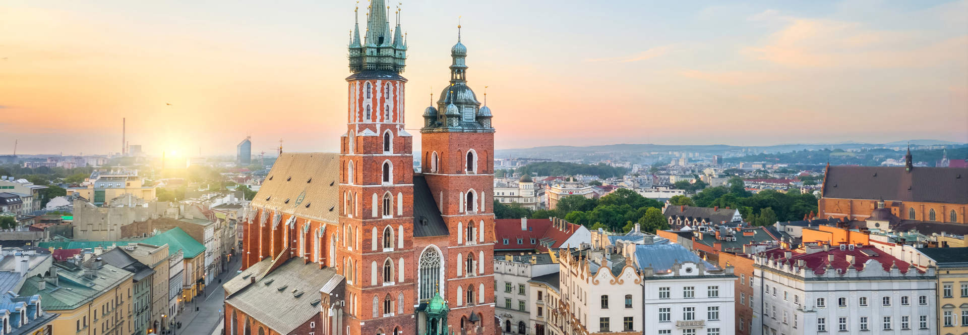 Krakow Poland Aerial View Of St Mary's Basilica