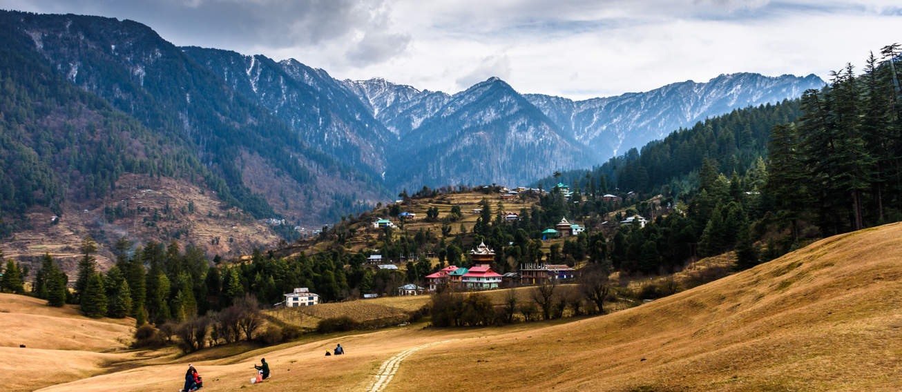 View Of Meadow Of Shahgarh, Surrounded By Deodar Tree And Himalayas Mountains In Sainj Valley, Great Himalayan National Park, Himachal Pradesh, India