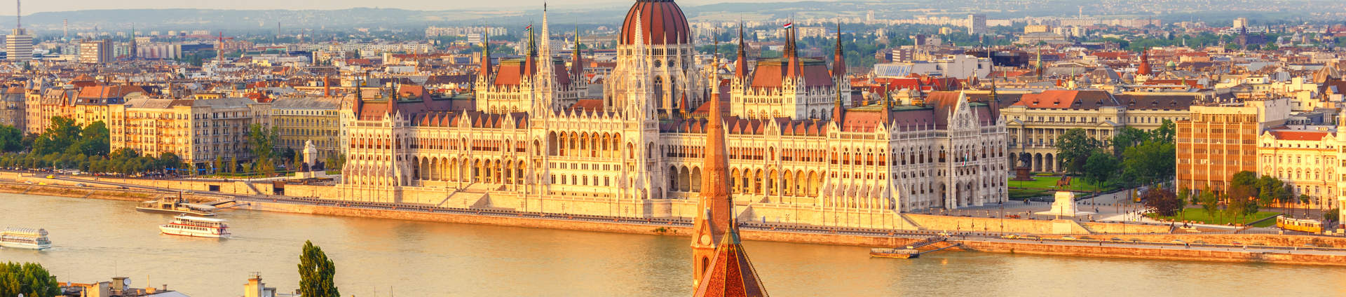 Budapest Hungary City Skyline At Hungalian Parliament And Danube River
